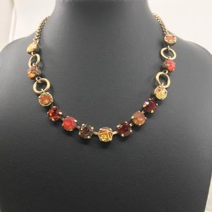 💖 Goldtone Orange and Red Crystal Charm Necklace